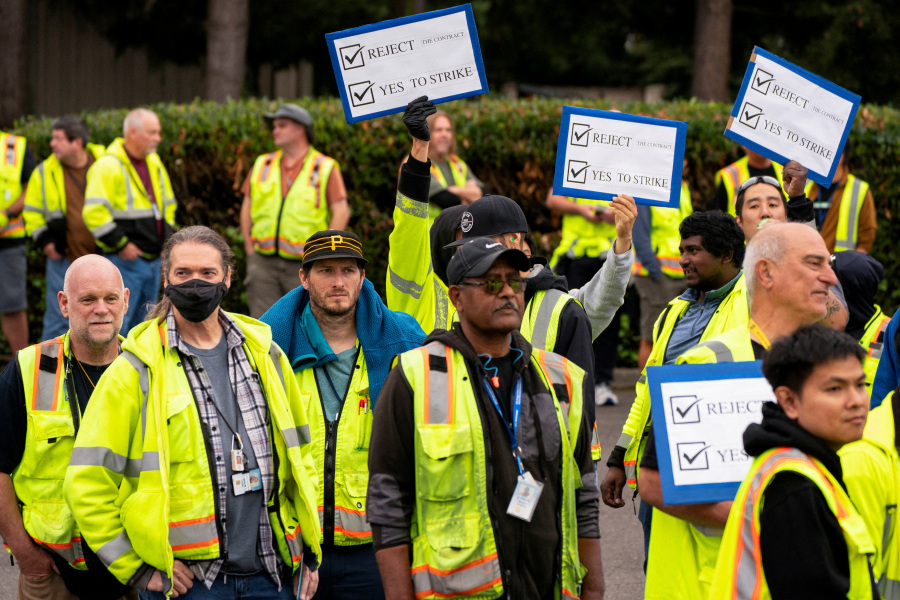 Boeing s US Factory Workers Strike After 96 Vote for Walkout