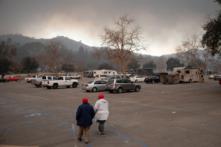 California firefighters and fire victims flock to Rose Bowl camp