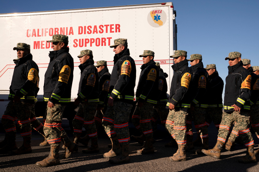 Mexican firefighters prepare to do battle with LA fires