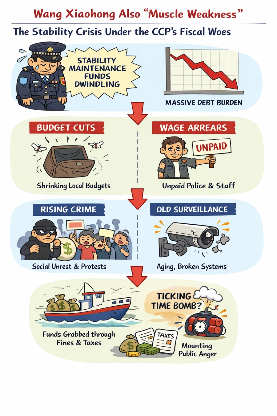 Wang Xiaohong Also Suffers From “Muscle Weakness” — The Stability-Maintenance Dilemma Under the CCP’s Fiscal Crisis