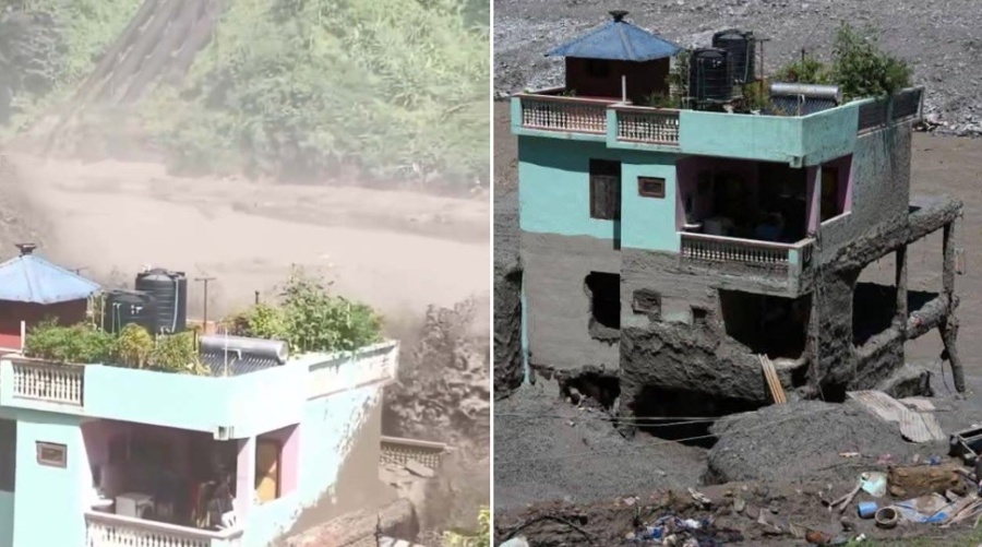 Landslide Sweeps Away Everything, Yet the Blue House in Nepal Remains Standing and Becomes an Internet Sensation