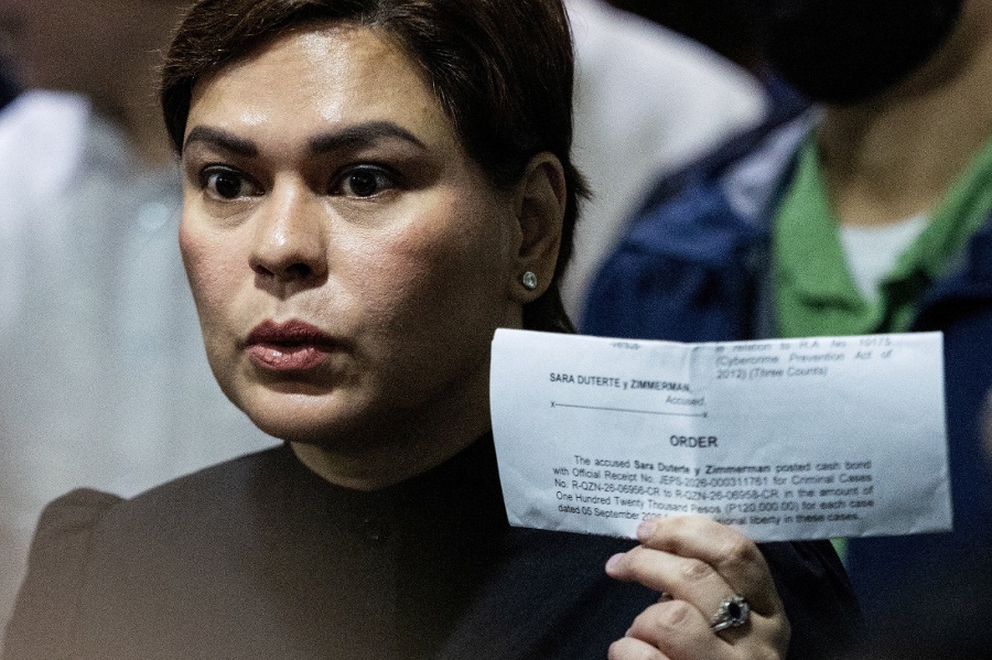 Philippine VP Duterte posts bail after arrest order for alleged grave threats