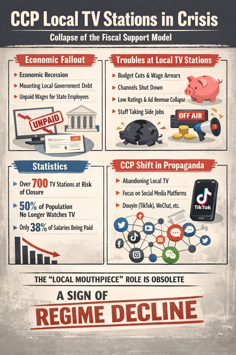 CCP Local Television Stations Fall Into Crisis — Analysis: Collapse of the Fiscal Support Model