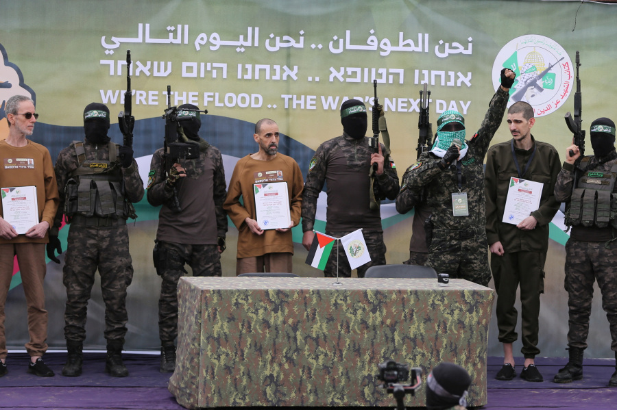 Hamas hands over three Israeli hostages to Red Cross in central Gaza