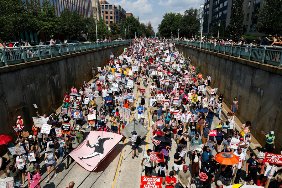 Washington DC residents protest against Trump s troop deployment to the city