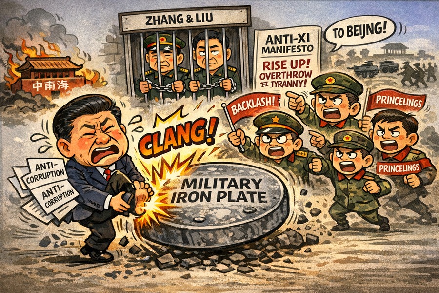 Xi Kicks an Iron Plate: Arrest of Zhang and Liu Sparks Military Discontent and Party Backlash