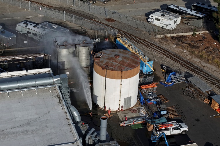 Overheating chemicals tank in California no longer at risk of exploding, fire officials say