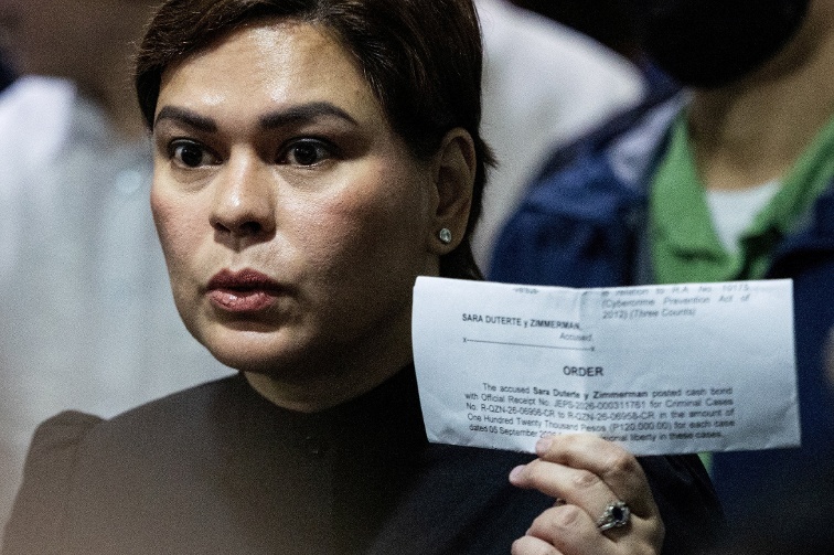 Philippine VP&nbsp;Duterte posts bail after arrest order for alleged grave threats